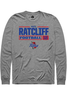 Nate Ratcliff Rally Mens Graphite Tulsa Golden Hurricane NIL Stacked Box Tee