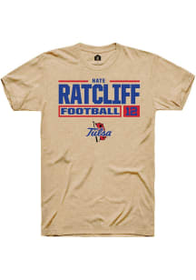 Nate Ratcliff Tan Tulsa Golden Hurricane NIL Stacked Box Short Sleeve T Shirt