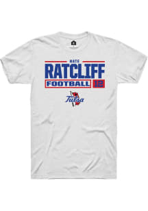 Nate Ratcliff White Tulsa Golden Hurricane NIL Stacked Box Short Sleeve T Shirt