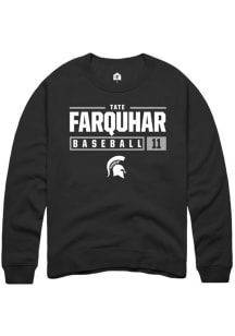 Tate Farquhar Rally Mens Black Michigan State Spartans NIL Stacked Box Crew Sweatshirt