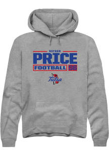 Nathan Price Rally Mens Graphite Tulsa Golden Hurricane NIL Stacked Box Hooded Sweatshirt