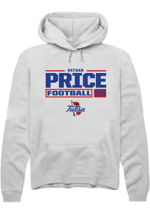 Nathan Price Rally Mens White Tulsa Golden Hurricane NIL Stacked Box Hooded Sweatshirt