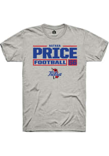 Nathan Price Ash Tulsa Golden Hurricane NIL Stacked Box Short Sleeve T Shirt