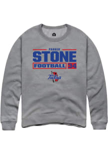 Parker Stone Rally Mens Graphite Tulsa Golden Hurricane NIL Stacked Box Crew Sweatshirt