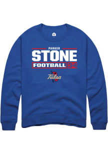 Parker Stone Rally Mens Blue Tulsa Golden Hurricane NIL Stacked Box Crew Sweatshirt