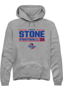 Parker Stone Rally Mens Graphite Tulsa Golden Hurricane NIL Stacked Box Hooded Sweatshirt