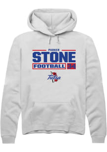 Parker Stone Rally Mens White Tulsa Golden Hurricane NIL Stacked Box Hooded Sweatshirt