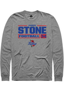 Parker Stone Rally Mens Graphite Tulsa Golden Hurricane NIL Stacked Box Tee