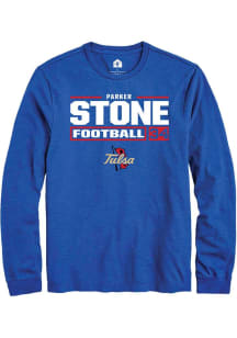 Parker Stone Rally Mens Blue Tulsa Golden Hurricane NIL Stacked Box Tee