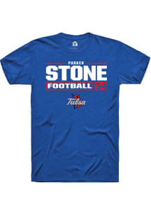 Parker Stone Blue Tulsa Golden Hurricane NIL Stacked Box Short Sleeve T Shirt