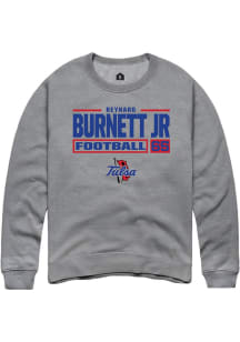 Reynard Burnett jr. Rally Mens Graphite Tulsa Golden Hurricane NIL Stacked Box Crew Sweatshirt