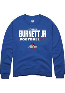 Reynard Burnett jr. Rally Mens Blue Tulsa Golden Hurricane NIL Stacked Box Crew Sweatshirt