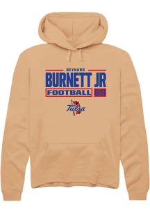 Reynard Burnett jr. Rally Mens Gold Tulsa Golden Hurricane NIL Stacked Box Hooded Sweatshirt