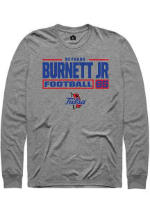 Reynard Burnett jr. Rally Mens Graphite Tulsa Golden Hurricane NIL Stacked Box Tee