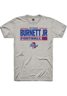 Reynard Burnett jr. Ash Tulsa Golden Hurricane NIL Stacked Box Short Sleeve T Shirt