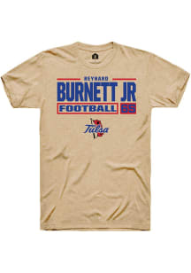 Reynard Burnett jr. Tan Tulsa Golden Hurricane NIL Stacked Box Short Sleeve T Shirt