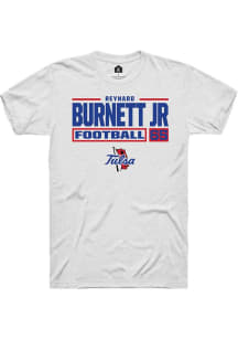 Reynard Burnett jr. White Tulsa Golden Hurricane NIL Stacked Box Short Sleeve T Shirt