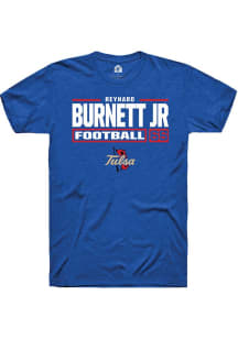 Reynard Burnett jr. Blue Tulsa Golden Hurricane NIL Stacked Box Short Sleeve T Shirt