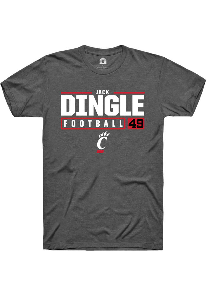 Jack Dingle  Cincinnati Bearcats Dark Grey Rally NIL Stacked Box Short Sleeve T Shirt