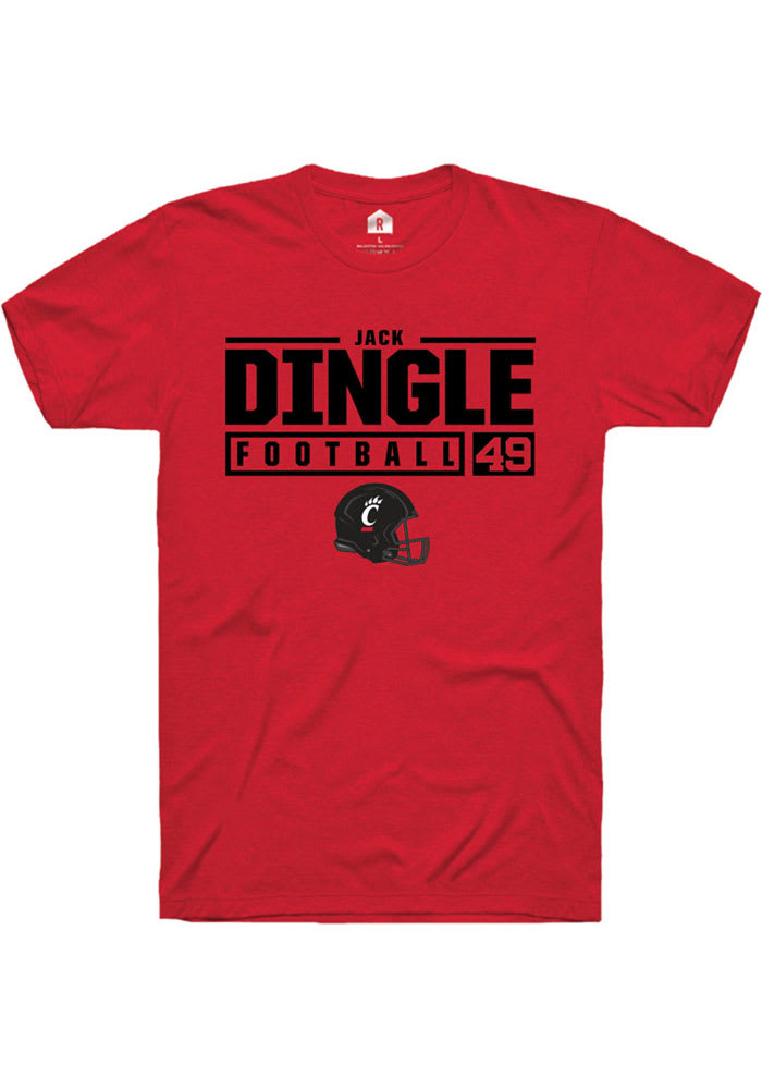 Jack Dingle Cincinnati Bearcats Red Rally NIL Stacked Box Short Sleeve T Shirt