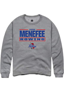 SARAH Menefee  Rally Tulsa Golden Hurricane Mens Graphite NIL Stacked Box Long Sleeve Crew Sweatsh..