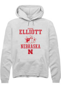 Crystal Elliott Rally Mens White Nebraska Cornhuskers NIL Sport Icon Design Hooded Sweatshirt