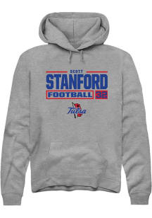 Scott Stanford Rally Mens Graphite Tulsa Golden Hurricane NIL Stacked Box Hooded Sweatshirt