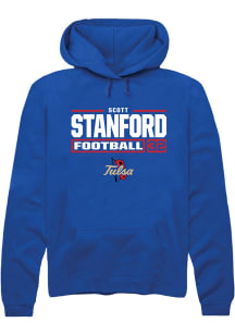 Scott Stanford Rally Mens Blue Tulsa Golden Hurricane NIL Stacked Box Hooded Sweatshirt