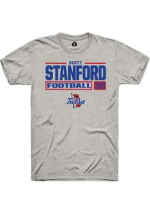 Scott Stanford Ash Tulsa Golden Hurricane NIL Stacked Box Short Sleeve T Shirt