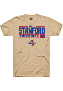 Scott Stanford Tan Tulsa Golden Hurricane NIL Stacked Box Short Sleeve T Shirt