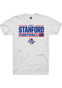 Scott Stanford White Tulsa Golden Hurricane NIL Stacked Box Short Sleeve T Shirt