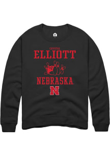 Crystal Elliott Rally Mens Black Nebraska Cornhuskers NIL Sport Icon Crew Sweatshirt