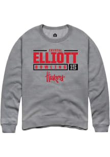 Crystal Elliott Rally Mens Graphite Nebraska Cornhuskers NIL Stacked Box Crew Sweatshirt