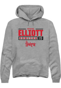 Crystal Elliott Rally Mens Graphite Nebraska Cornhuskers NIL Stacked Box Design Hooded Sweatshir..