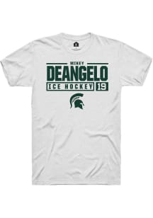 Mikey DeAngelo White Michigan State Spartans NIL Stacked Box Short Sleeve T Shirt