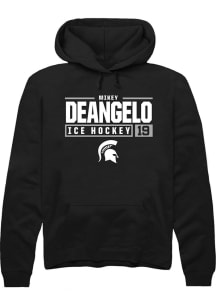 Mikey DeAngelo Rally Mens Black Michigan State Spartans NIL Stacked Box Hooded Sweatshirt