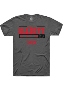 Crystal Elliott Dark Grey Nebraska Cornhuskers NIL Stacked Box Design Short Sleeve T Shirt