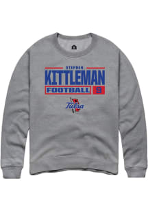 Stephen Kittleman Rally Mens Graphite Tulsa Golden Hurricane NIL Stacked Box Crew Sweatshirt