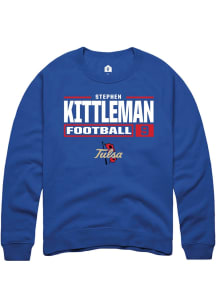 Stephen Kittleman Rally Mens Blue Tulsa Golden Hurricane NIL Stacked Box Crew Sweatshirt