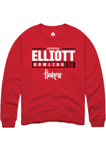 Crystal Elliott Rally Mens Red Nebraska Cornhuskers NIL Stacked Box Crew Sweatshirt