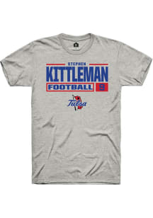 Stephen Kittleman Ash Tulsa Golden Hurricane NIL Stacked Box Short Sleeve T Shirt