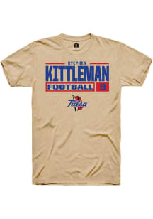 Stephen Kittleman Tan Tulsa Golden Hurricane NIL Stacked Box Short Sleeve T Shirt