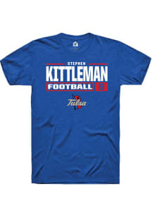 Stephen Kittleman Blue Tulsa Golden Hurricane NIL Stacked Box Short Sleeve T Shirt