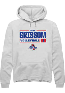 Tally Grissom Rally Mens White Tulsa Golden Hurricane NIL Stacked Box Hooded Sweatshirt