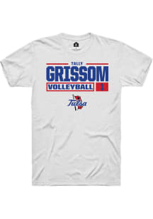 Tally Grissom White Tulsa Golden Hurricane NIL Stacked Box Short Sleeve T Shirt