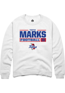 Tautai Marks Rally Mens White Tulsa Golden Hurricane NIL Stacked Box Crew Sweatshirt