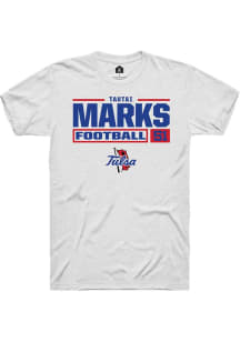 Tautai Marks White Tulsa Golden Hurricane NIL Stacked Box Short Sleeve T Shirt