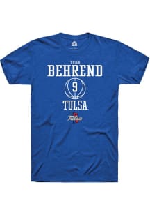 Tyler Behrend Blue Tulsa Golden Hurricane NIL Sport Icon Short Sleeve T Shirt