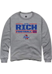 Tyler Rich  Rally Tulsa Golden Hurricane Mens Graphite Football NIL Stacked Box Long Sleeve Crew S..