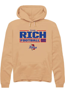 Tyler Rich  Rally Tulsa Golden Hurricane Mens Gold Football NIL Stacked Box Long Sleeve Hoodie